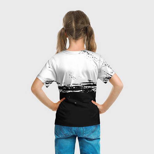 Детская футболка BMW краски текстура чернобелый / 3D-принт – фото 6