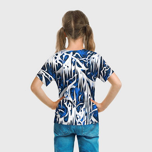 Детская футболка Белый и синий узор / 3D-принт – фото 6