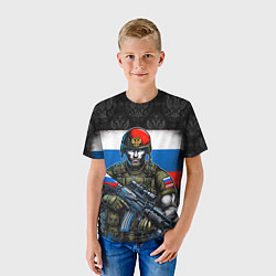 Футболка детская Русский солдат на фоне флага, цвет: 3D-принт — фото 2