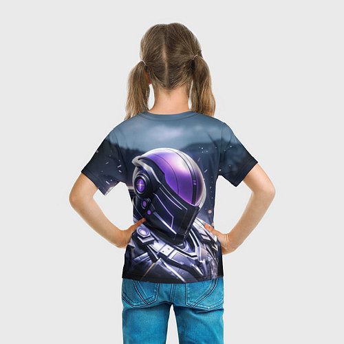 Детская футболка Киборг в фиолетовом шлеме / 3D-принт – фото 6