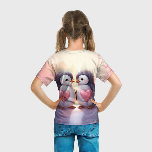 Детская футболка Два влюбленных пингвина / 3D-принт – фото 6