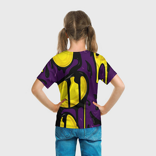 Детская футболка Желтые яркие пятна краски на фиолетовом / 3D-принт – фото 6