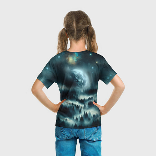 Детская футболка Луна и туман в лесу / 3D-принт – фото 6