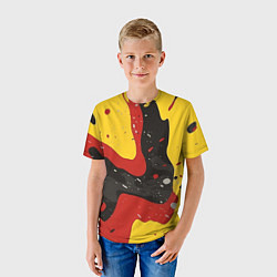 Футболка детская Красные желтые оранжевые пятна краски абстракция, цвет: 3D-принт — фото 2