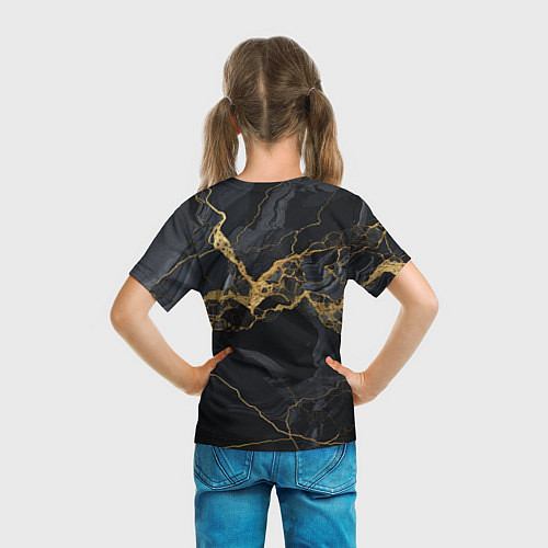 Детская футболка Золотой путь на черном граните / 3D-принт – фото 6