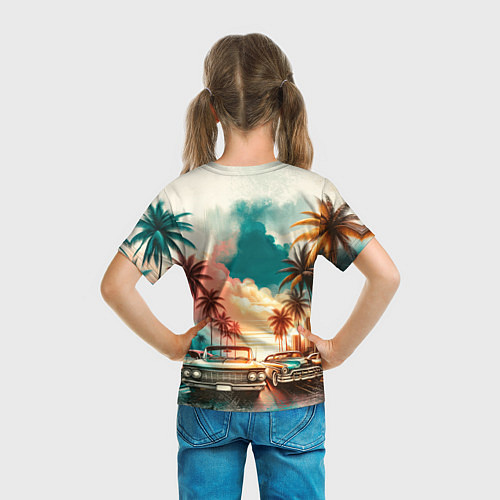 Детская футболка ГТА - пальмы и машины / 3D-принт – фото 6