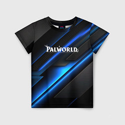 Футболка детская Palworld logo blue neon abstract, цвет: 3D-принт