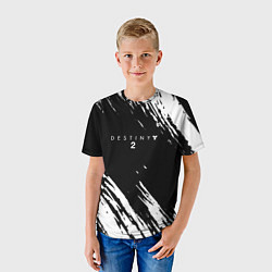 Футболка детская Destiny краски чёрно белые, цвет: 3D-принт — фото 2