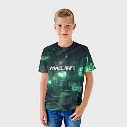 Футболка детская Minecraft logo в стиле киберпанк, цвет: 3D-принт — фото 2
