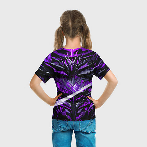 Детская футболка Фиолетовый камень на чёрном фоне / 3D-принт – фото 6