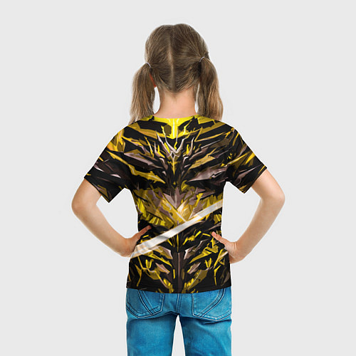 Детская футболка Жёлтый камень на чёрном фоне / 3D-принт – фото 6