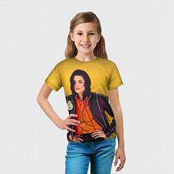 Футболка детская Michael Jackson на золотом фоне с графикой, цвет: 3D-принт — фото 2