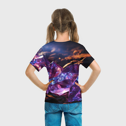 Детская футболка Фиолетовые комические камни / 3D-принт – фото 6