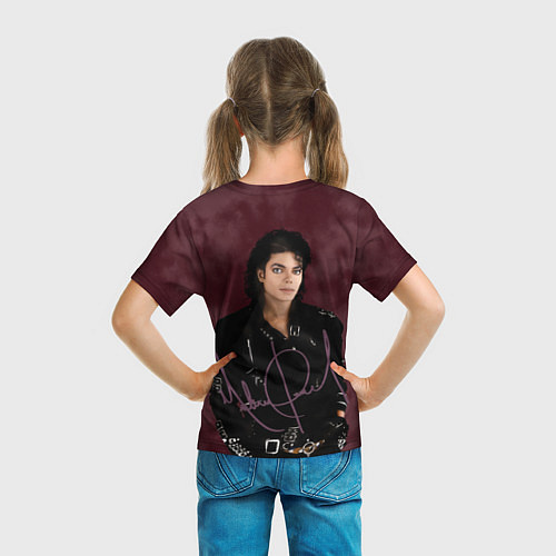 Детская футболка Michael Jackson на бордовом фоне / 3D-принт – фото 6