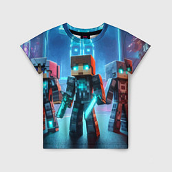 Футболка детская Minecraft - ai art neon, цвет: 3D-принт