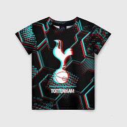 Футболка детская Tottenham FC в стиле glitch на темном фоне, цвет: 3D-принт