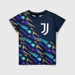 Футболка детская Juventus градиентные мячи, цвет: 3D-принт