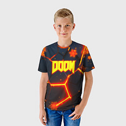 Футболка детская Doom плиты лого в огне, цвет: 3D-принт — фото 2