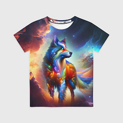 Футболка детская Космический красочный волк, цвет: 3D-принт