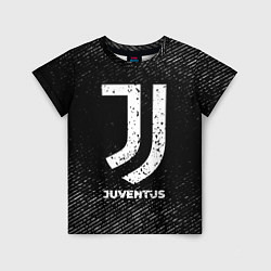 Футболка детская Juventus с потертостями на темном фоне, цвет: 3D-принт