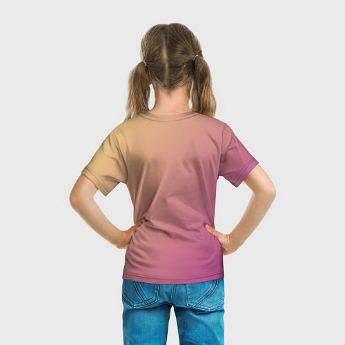 Детская футболка Градиент желтый малиновый по диагонали / 3D-принт – фото 6