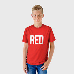 Футболка детская Клубнично-красный со словом red, цвет: 3D-принт — фото 2