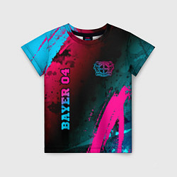 Футболка детская Bayer 04 - neon gradient вертикально, цвет: 3D-принт