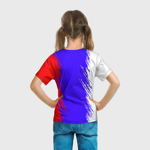 Детская футболка Штрихи триколор / 3D-принт – фото 6