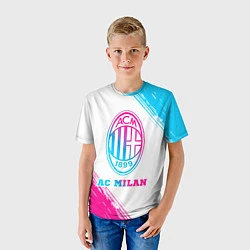 Футболка детская AC Milan neon gradient style, цвет: 3D-принт — фото 2