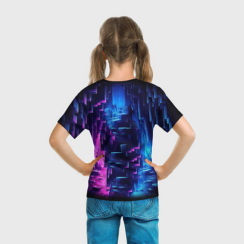 Детская футболка Minecraft - neon character ai art / 3D-принт – фото 6