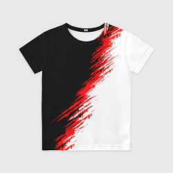 Футболка детская Черные красные и белые штрихи красок, цвет: 3D-принт