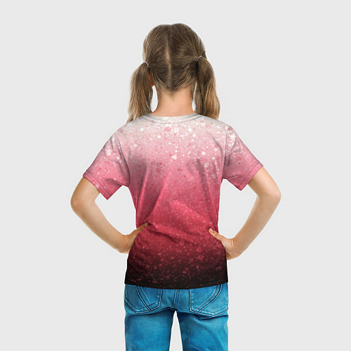 Детская футболка Градиент розово-чёрный брызги / 3D-принт – фото 6
