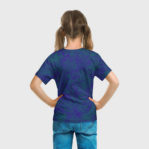 Детская футболка Камуфляж синий с зелеными пятнами / 3D-принт – фото 6
