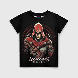 Футболка детская Assassins creed в красном капюшоне, цвет: 3D-принт