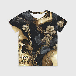 Футболка детская Золотые черепа с цепями, цвет: 3D-принт
