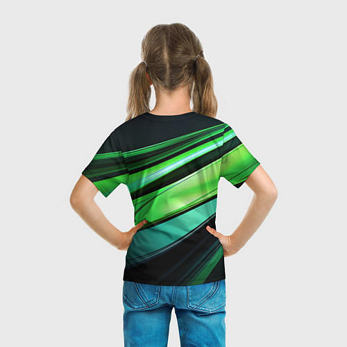 Детская футболка Абстрактные геометрические плавные линии минимализ / 3D-принт – фото 6