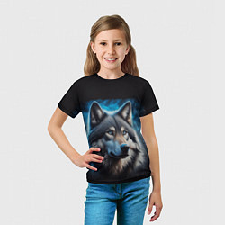 Футболка детская Красивый портрет волка, цвет: 3D-принт — фото 2