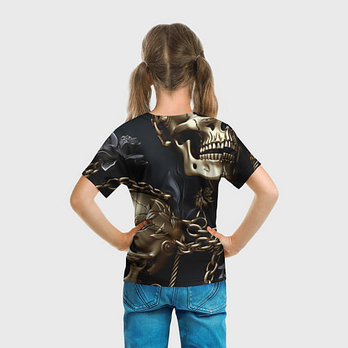Детская футболка Прикованные цепями черепа / 3D-принт – фото 6