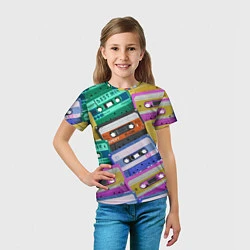 Футболка детская Аудио кассеты разноцветные, цвет: 3D-принт — фото 2
