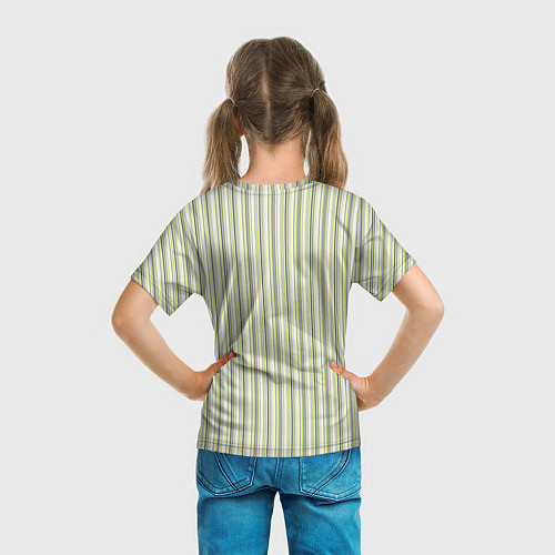 Детская футболка Светлый серо-зелёный полосатый / 3D-принт – фото 6
