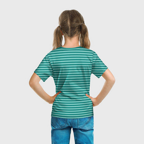 Детская футболка Светло-бирюзовый полосатый / 3D-принт – фото 6