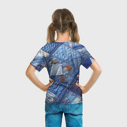 Детская футболка Vanguard jeans patchwork - ai art / 3D-принт – фото 6