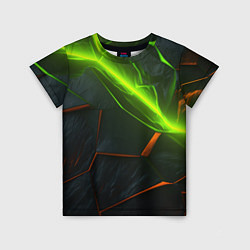 Детская футболка Green neon abstract geometry