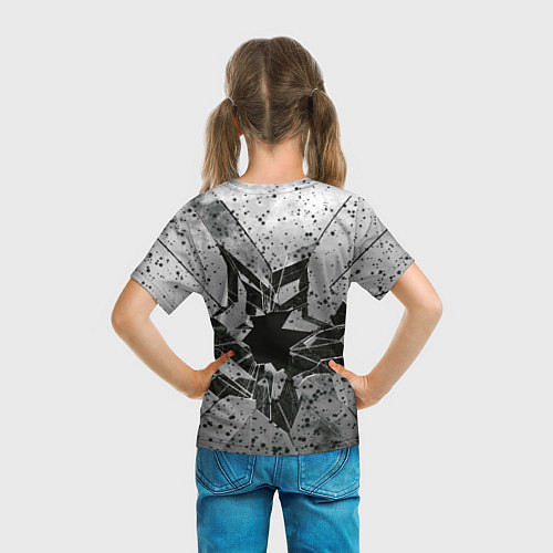 Детская футболка Грязное разбитое стекло в пятнах / 3D-принт – фото 6