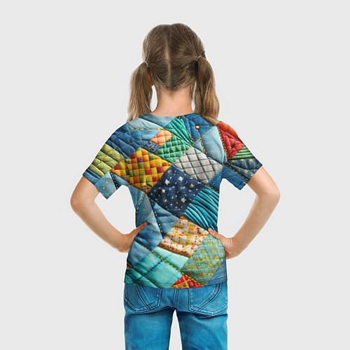 Детская футболка Лоскутное одеяло - пэчворк / 3D-принт – фото 6