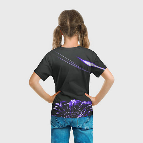 Детская футболка Неоновый фиолетовый цветок в темноте / 3D-принт – фото 6
