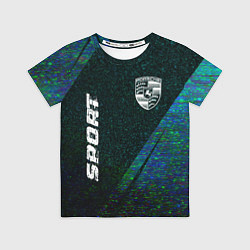 Футболка детская Porsche sport glitch blue, цвет: 3D-принт
