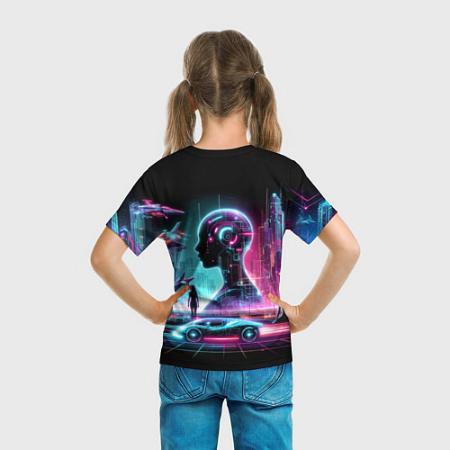 Детская футболка Футуристический коллаж - нейросеть / 3D-принт – фото 6