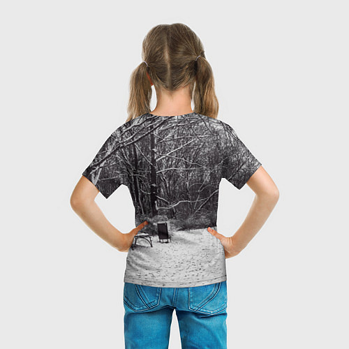 Детская футболка Скамейка в заснеженном парке / 3D-принт – фото 6