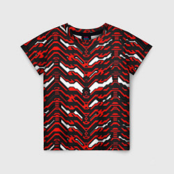 Футболка детская Агрессивный чёрно-красный паттерн, цвет: 3D-принт